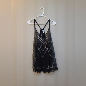 Maurices Black Sequin Sheer Tank Top Size 4X